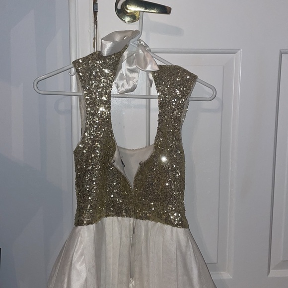 My Grade 8 Grad Dress! gold and white coloured only worn once, - Picture 3 of 5